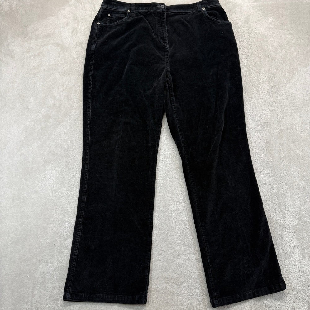 Woolrich Corduroy Pants Womens Size 14 Black Straight Leg Stretch Cotton Y2K